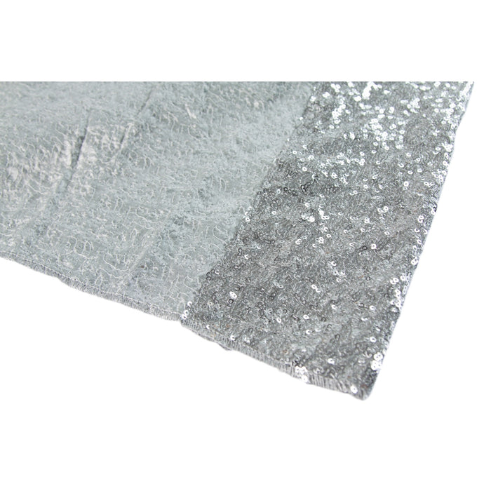 Glitz Sequin 14ft H x 52" W Drape/Backdrop panel - Silver - CV Linens