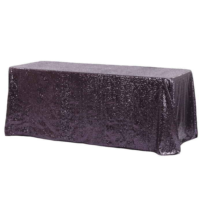 Glitz Sequin 90"x132" Rectangular Tablecloth - Eggplant/Plum - CV Linens