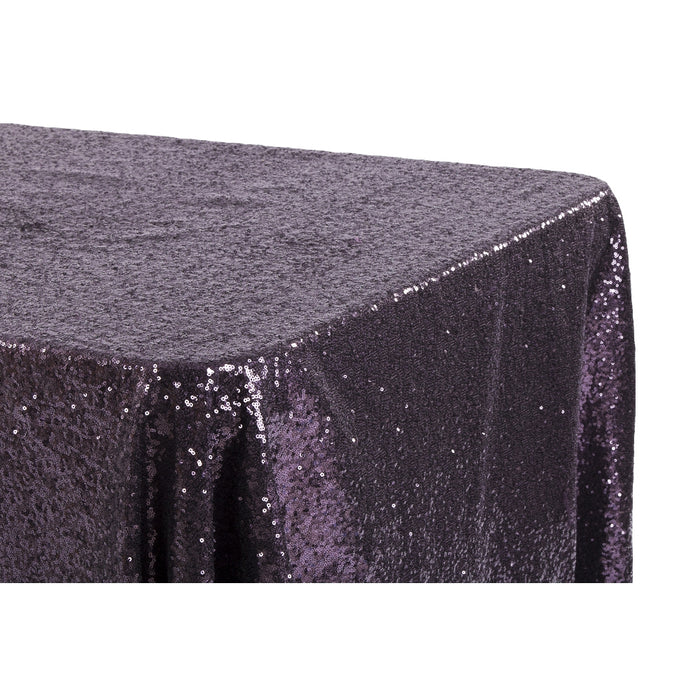 Glitz Sequin 90"x132" Rectangular Tablecloth - Eggplant/Plum - CV Linens