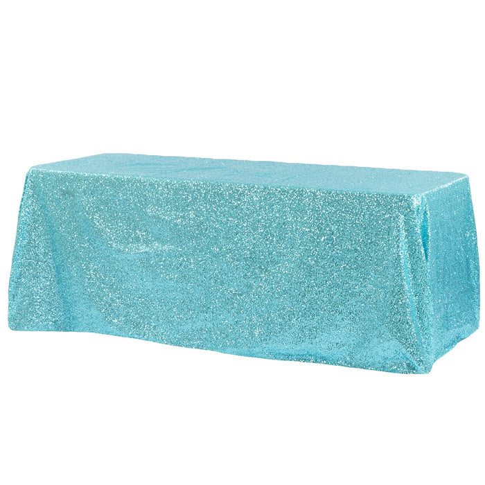 Glitz Sequin 90"x132" Rectangular Tablecloth - Turquoise - CV Linens