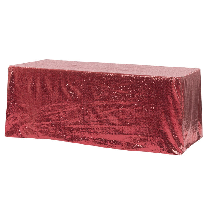Glitz Sequin 90"x156" Rectangular Tablecloth - Burgundy - CV Linens