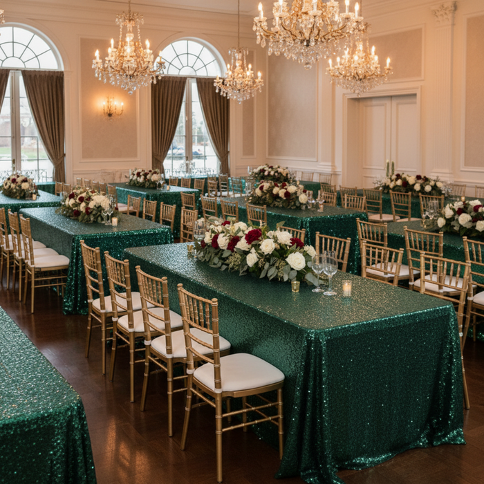 Indoor Banquet Event - Emerald Green Sequin