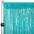 Glitz Sequin Mesh Net 12ft H x 52" W Drape/Backdrop panel - Turquoise - CV Linens