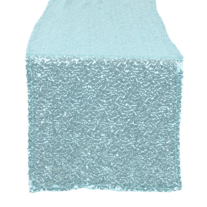 Glitz Sequin Mesh Net Table Runner 12"x108" - Baby Blue
