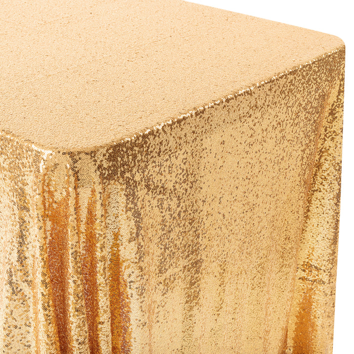 Glitz Sequin Mesh Net Tablecloth  90"x132" Rectangular -  Gold - CV Linens