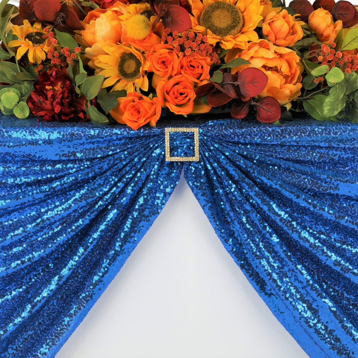Glitz Sequin Mesh Net Tablecloth 90"x132" Rectangular - Royal Blue