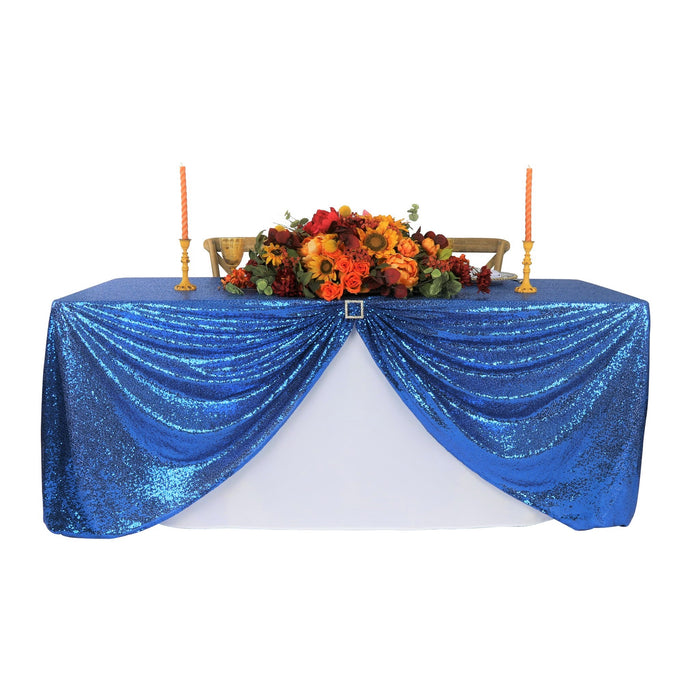 Glitz Sequin Mesh Net Tablecloth 90"x132" Rectangular - Royal Blue