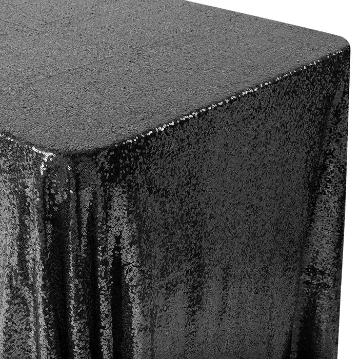 Glitz Sequin Mesh Net Tablecloth  90"x156" Rectangular -  Black - CV Linens