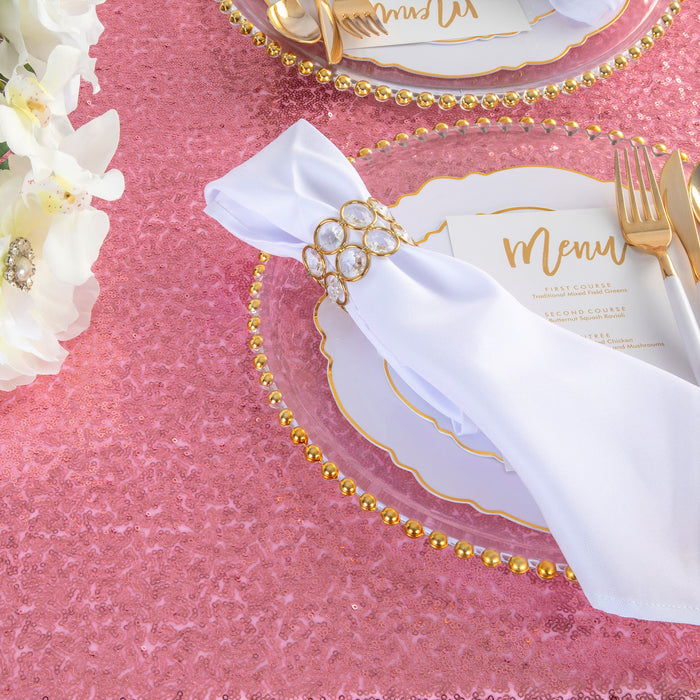 Glitz Sequin Mesh Net Tablecloth 90"x156" Rectangular - Pink