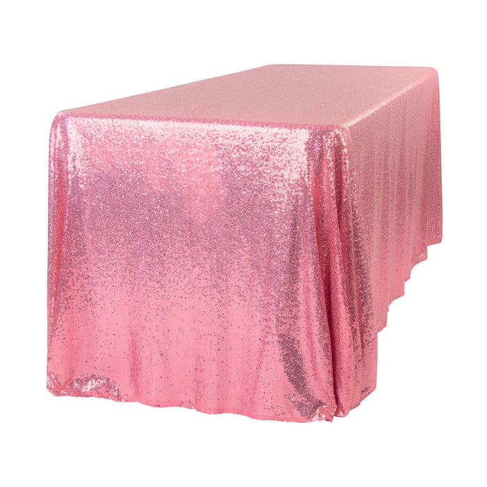 Glitz Sequin Mesh Net Tablecloth 90"x156" Rectangular - Pink