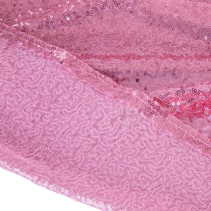 Glitz Sequin Mesh Net Tablecloth 90"x156" Rectangular - Pink