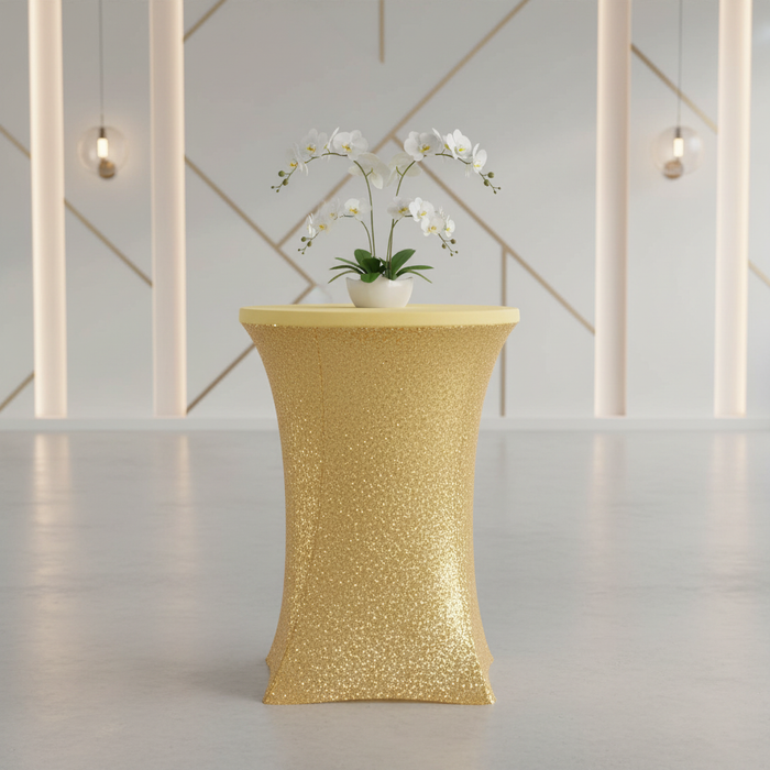 Glitz Sequin Spandex Cocktail Table Cover 30"-32" Round - Gold
