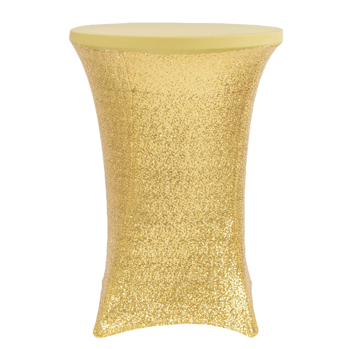 Glitz Sequin Spandex Cocktail Table Cover 30"-32" Round - Gold - CV Linens
