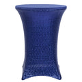Glitz Sequin Spandex Cocktail Table Cover 30"-32" Round - Navy Blue - CV Linens