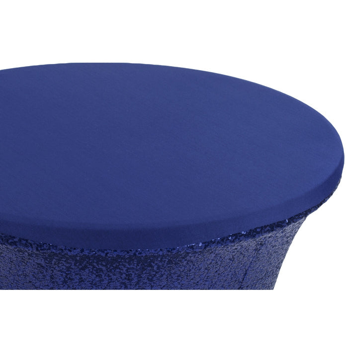 Glitz Sequin Spandex Cocktail Table Cover 30"-32" Round - Navy Blue - CV Linens