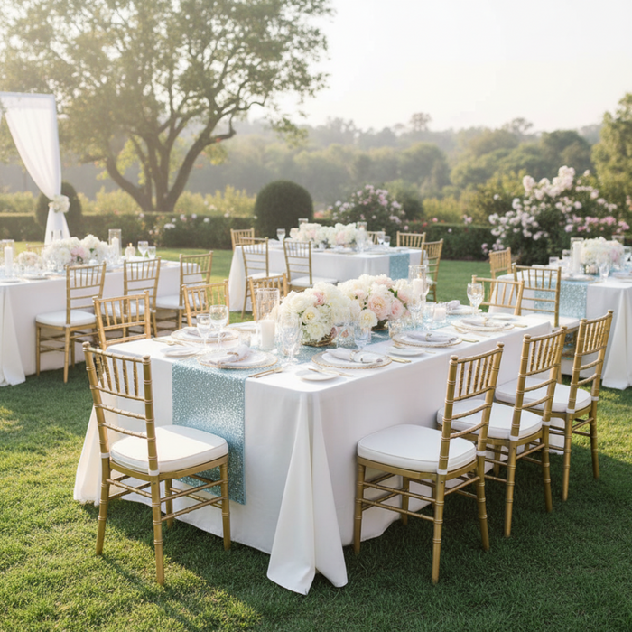 Baby Blue Glitz Sequin Table Runner – Outdoor