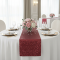 Glitz Sequin Table Runner - Burgundy | tablecloth | charger plate | dinner plate | napkin | wine goblet |