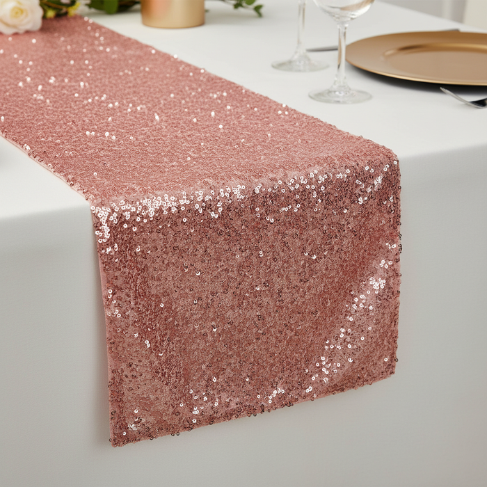 Glitz Sequin Table Runner - Dusty Rose/Mauve detail