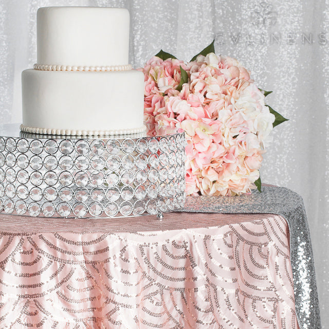 Glitz Sequin Table Runner - Silver - CV Linens