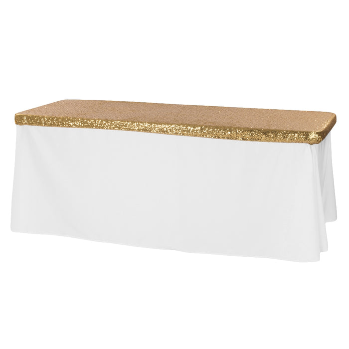 Glitz Sequin Table Topper/Cap 6 FT Rectangular - Gold - CV Linens