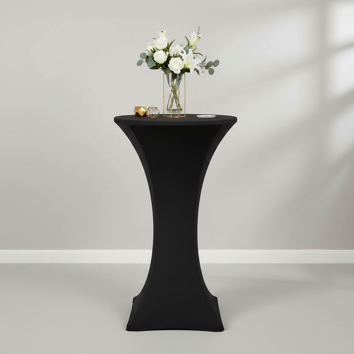 High 24" Spandex Round Cocktail Table Cover - Black