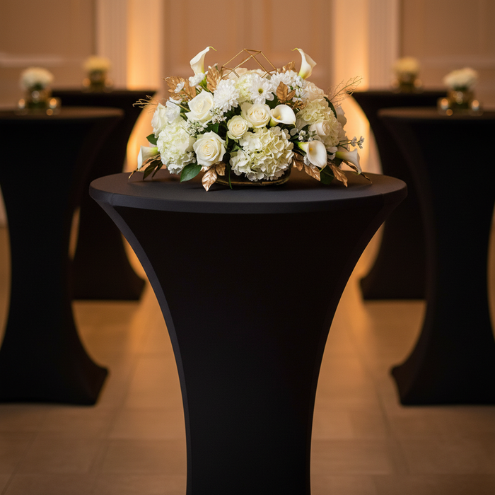 High 24" Spandex Round Cocktail Table Cover - Black