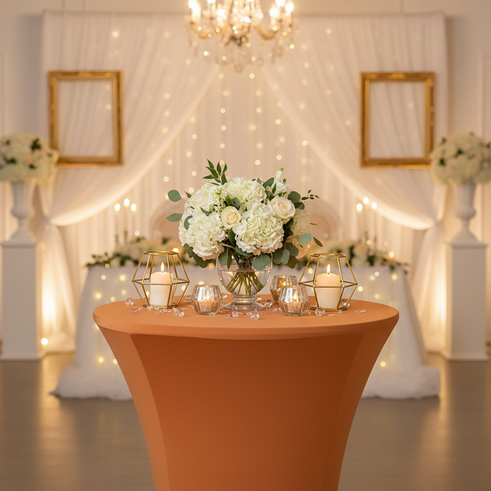High 30" Spandex Round Cocktail Table Cover - Terracotta