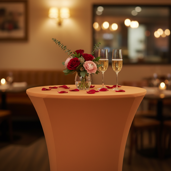 High 30" Spandex Round Cocktail Table Cover - Terracotta