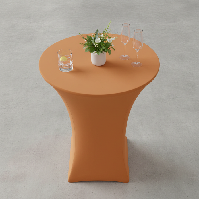 High 30" Spandex Round Cocktail Table Cover - Terracotta