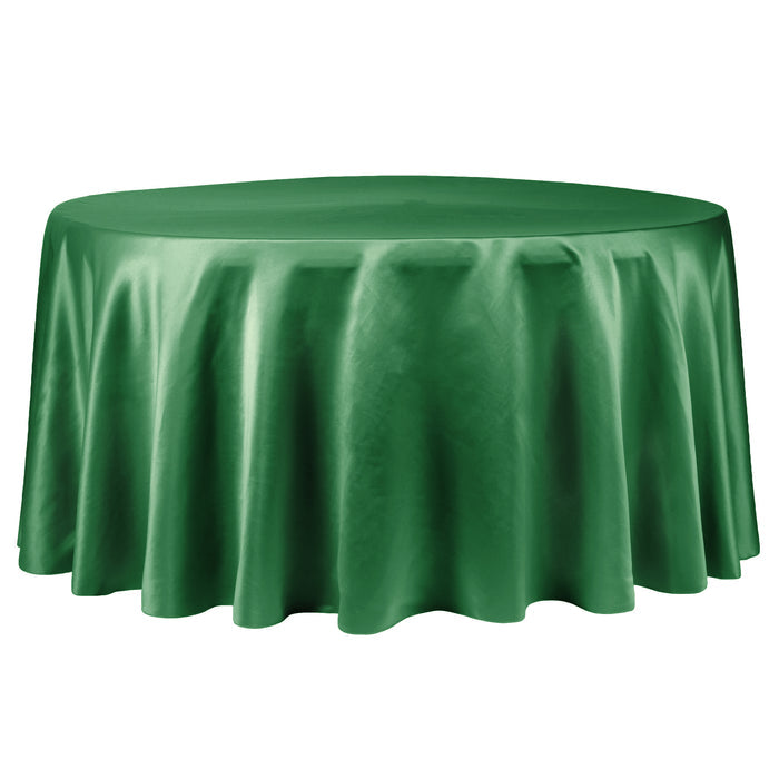 Lamour Satin 120" Round Tablecloth - Emerald Green - CV Linens