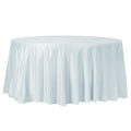 Lamour Satin 132" Round Tablecloth - Dusty Blue - CV Linens