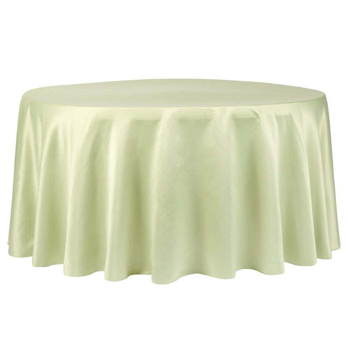 Lamour Satin 132" Round Tablecloth - Sage Green - CV Linens