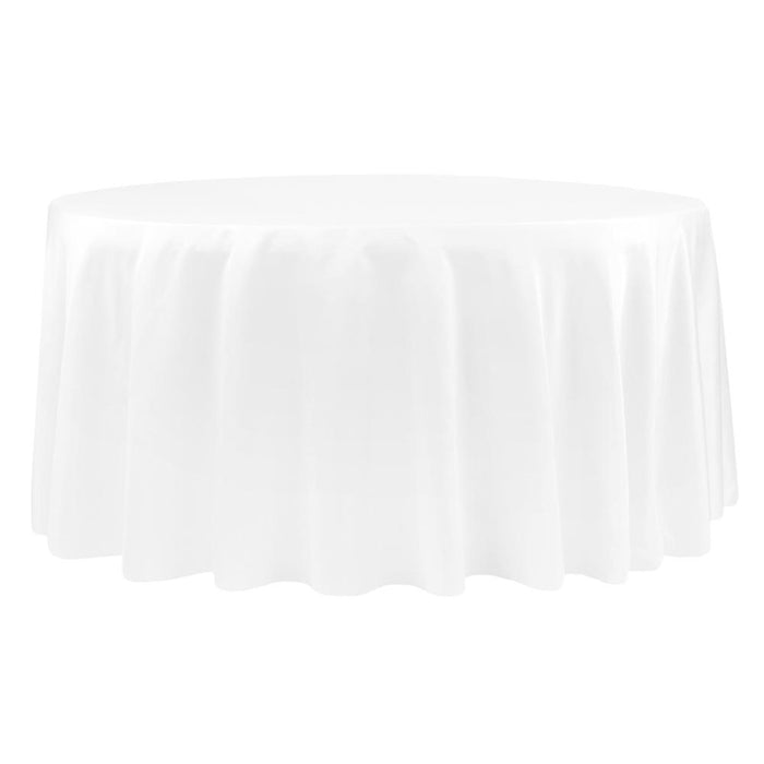 Lamour Satin 132" Round Tablecloth - White - CV Linens