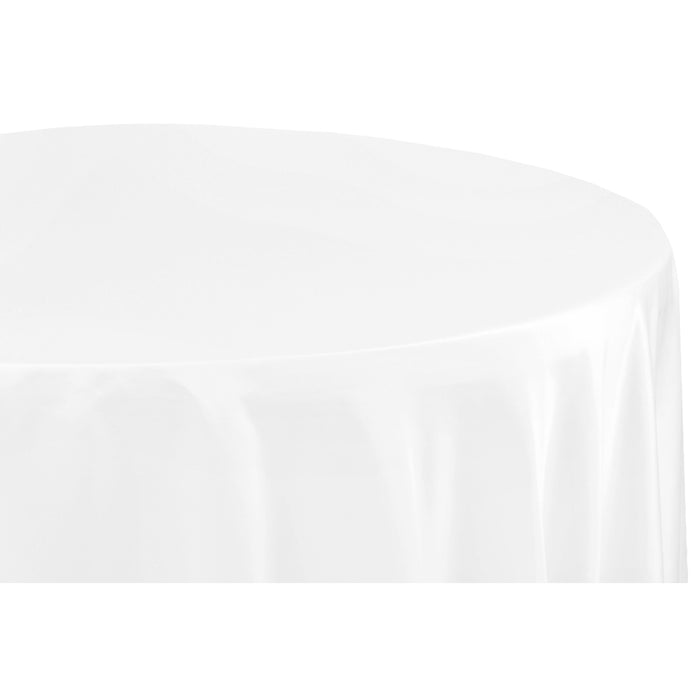 Lamour Satin 132" Round Tablecloth - White - CV Linens