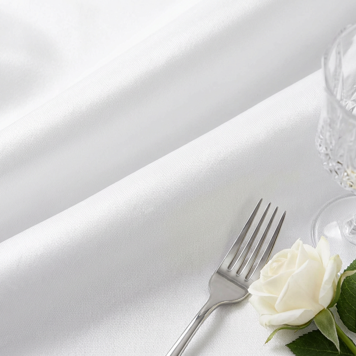 Lamour Satin 132" Round Tablecloth - White - CV Linens