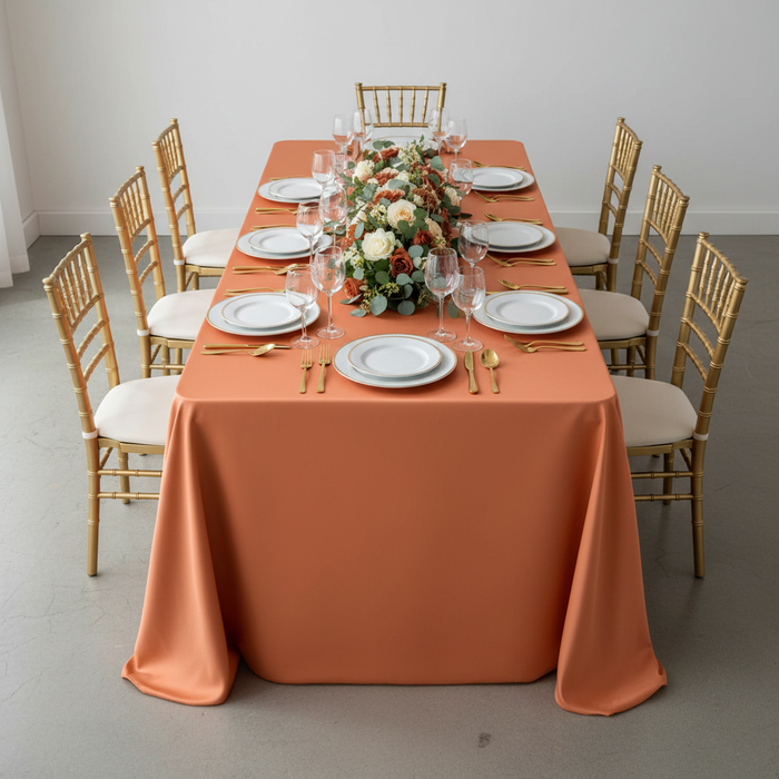 Lamour Satin 90"x156" Rectangular Oblong Tablecloth - Terracotta