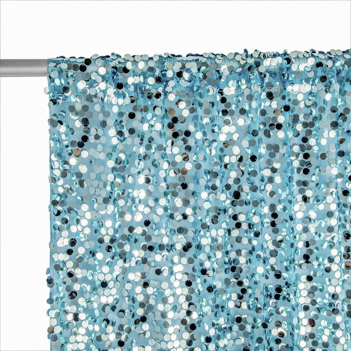 Large Payette Sequin 10ft H x 52" W Drape/Backdrop panel - Baby Blue
