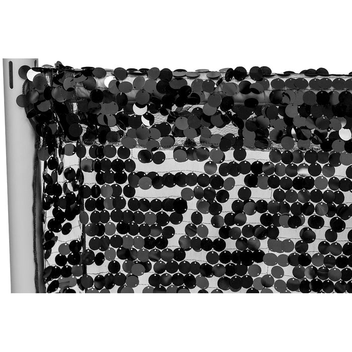 Large Payette Sequin 12ft H x 52" W Drape/Backdrop panel - Black - CV Linens