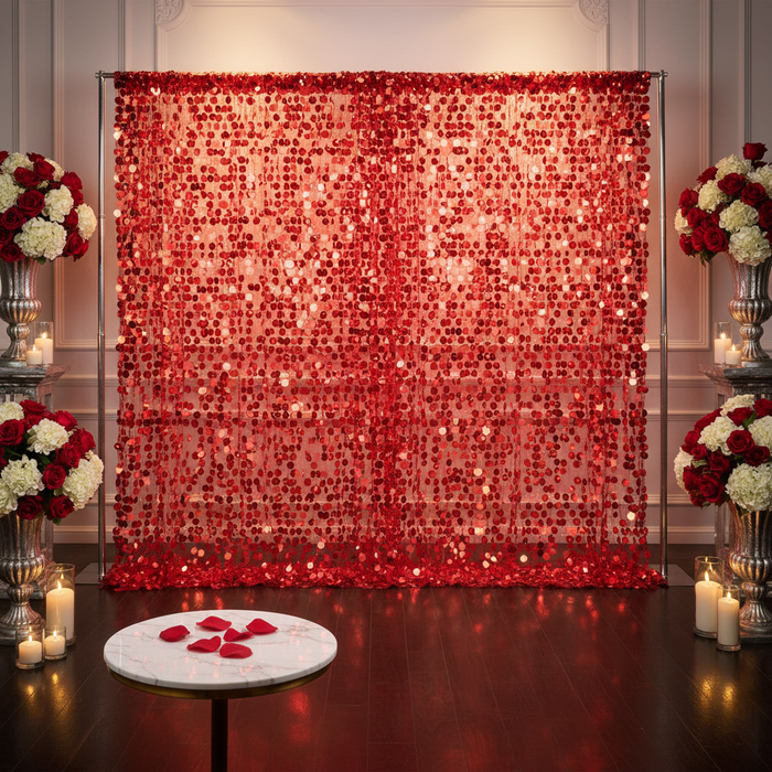 Large Payette Sequin 12ft H x 52" W Drape/Backdrop panel - Red