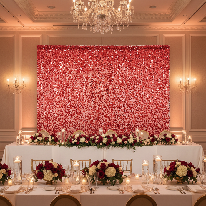 Large Payette Sequin 12ft H x 52" W Drape/Backdrop panel - Red