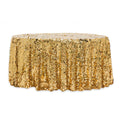 Large Payette Sequin 132" Round Tablecloth - Gold - CV Linens