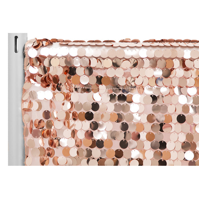 Large Payette Sequin 8ft H x 52" W Drape/Backdrop panel - Blush/Rose Gold - CV Linens