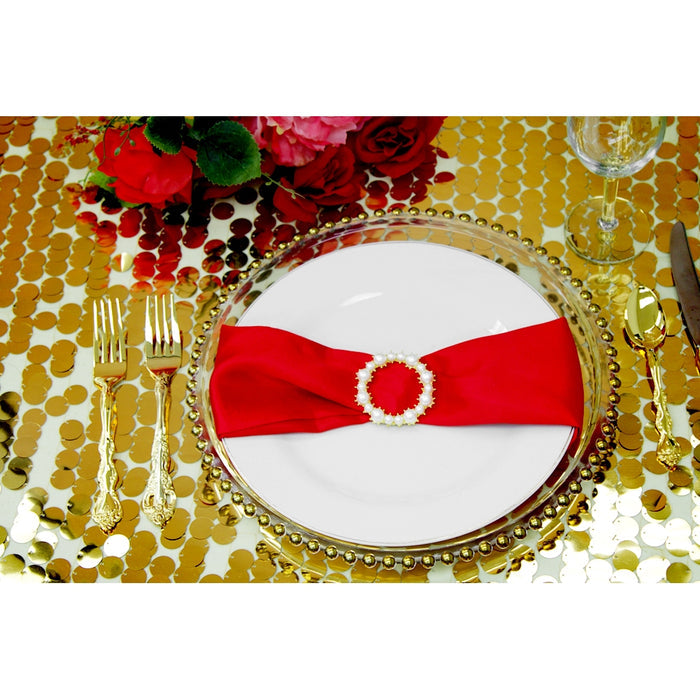 Large Payette Sequin Round 120" Tablecloth - Gold - CV Linens