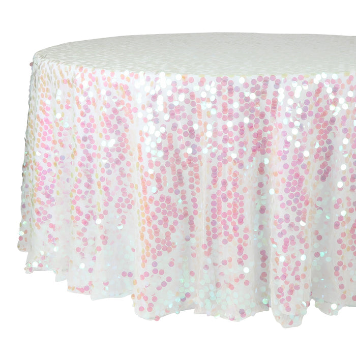 Large Payette Sequin Round 120" Tablecloth - Iridescent Pink