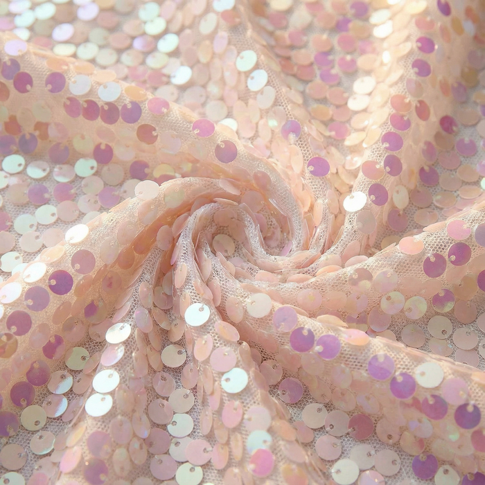 Large Payette Sequin Round 120" Tablecloth - Iridescent Pink - CV Linens