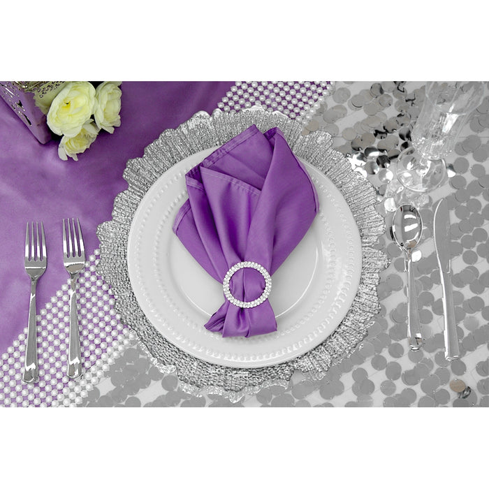 Large Payette Sequin Round 120" Tablecloth - Silver - CV Linens
