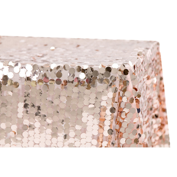 Large Payette Sequin Tablecloth 90"x132" Rectangular - Blush/Rose Gold - CV Linens