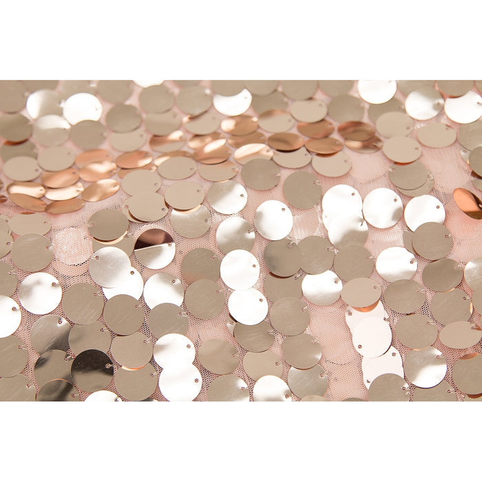 Large Payette Sequin Tablecloth 90"x132" Rectangular - Blush/Rose Gold - CV Linens