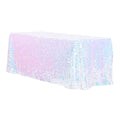 Large Payette Sequin Tablecloth 90"x132" Rectangular - Iridescent White - CV Linens