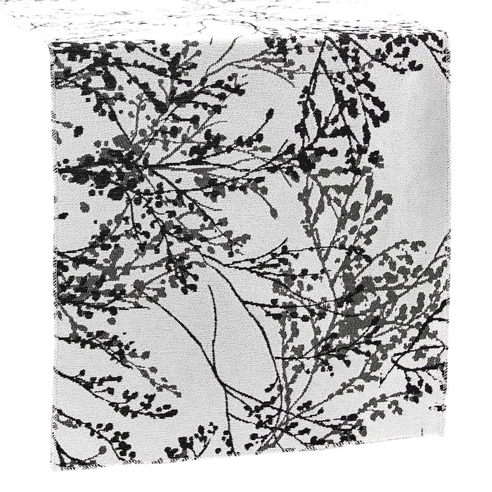 Leaf Branch Reversible Jacquard Table Runner - Black